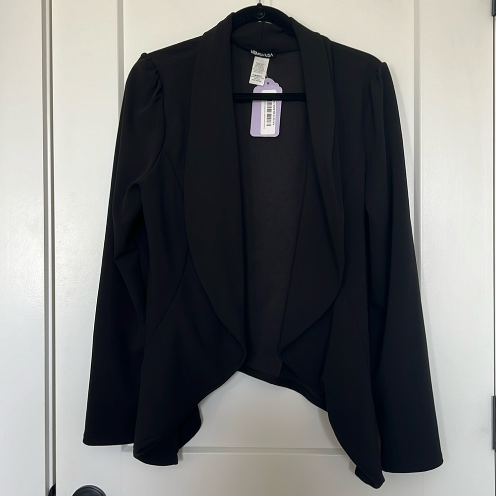 1X Heimish Black Open Blazer Jacket